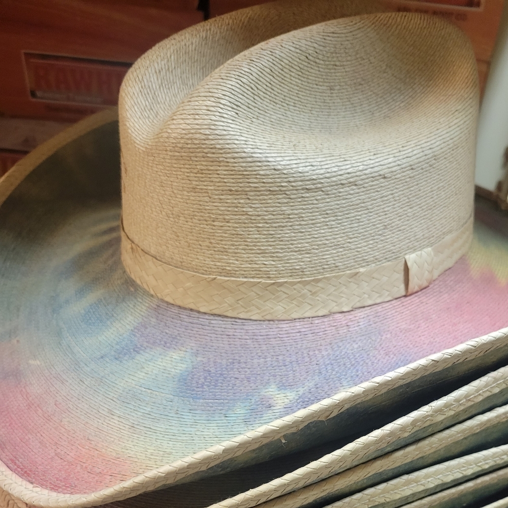 Charlie One Horse Tularosa rainbow tie- dye palm straw hat new